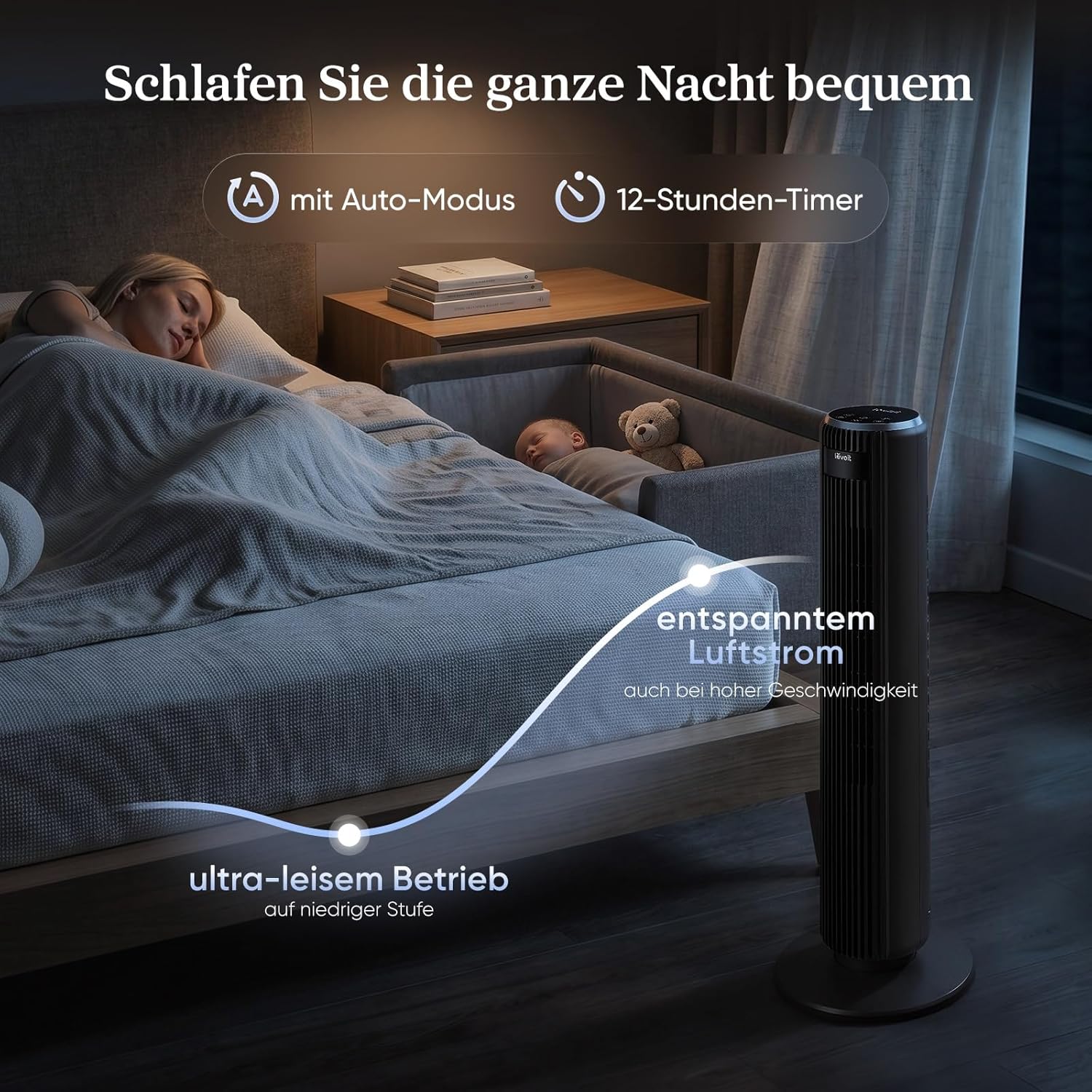 LEVOIT Classic36AC Turmventilator Schwarz - Image 3