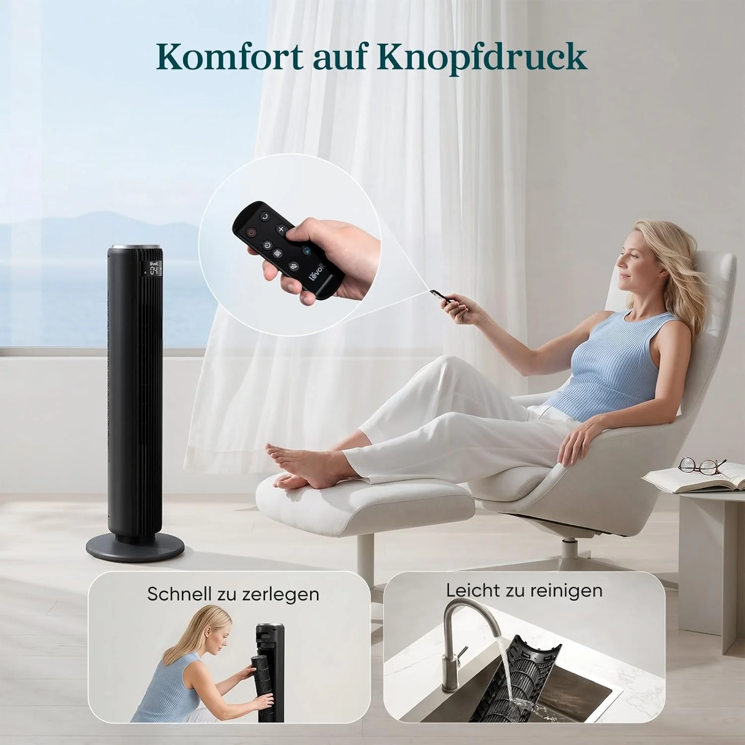 LEVOIT Classic36AC Turmventilator Schwarz - Image 6